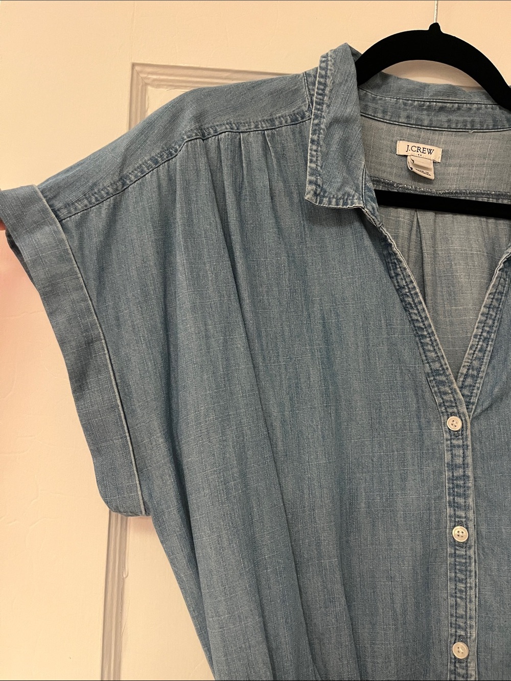 J. Crew Chambray Shirt Dress with Tie Waist - Picture 4 of 8